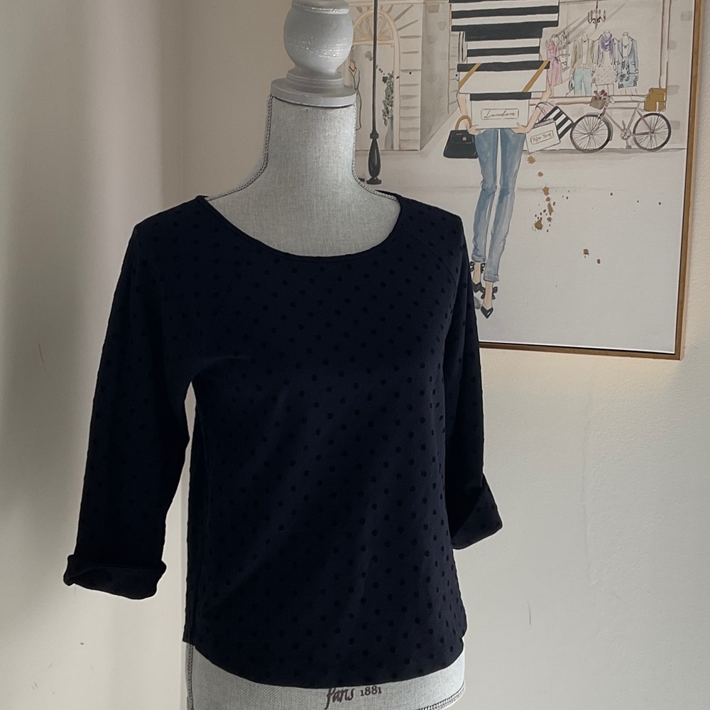 J. Crew Women's Black Dot Texture Stretch Top